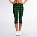 Green And Black Buffalo Check Print Women's Capri Leggings
