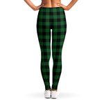 Green And Black Buffalo Check Print Women's Leggings
