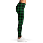 Green And Black Buffalo Check Print Women's Leggings