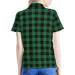 Green And Black Buffalo Check Print Women's Polo Shirt