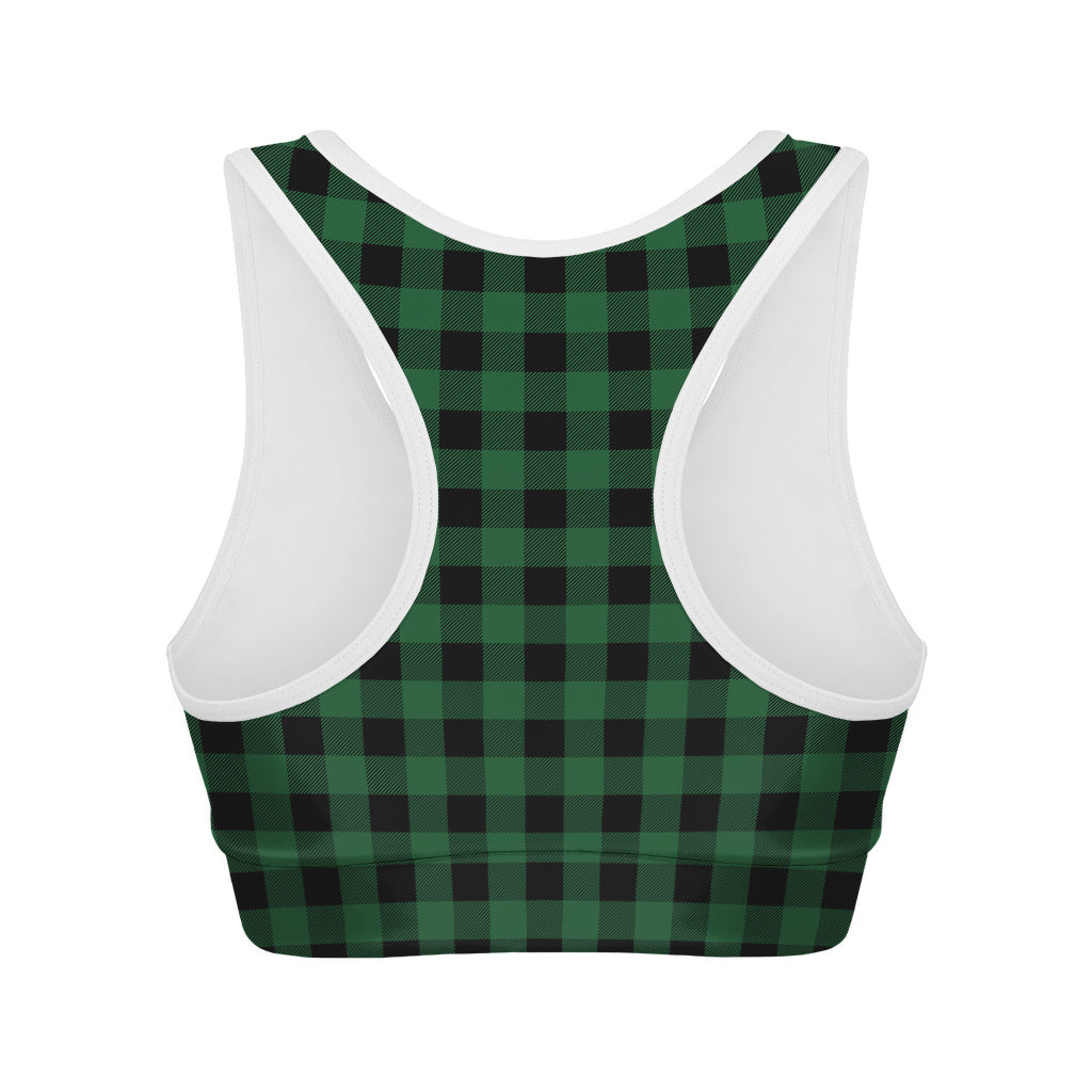 Green And Black Buffalo Check Print Women's Sports Bra