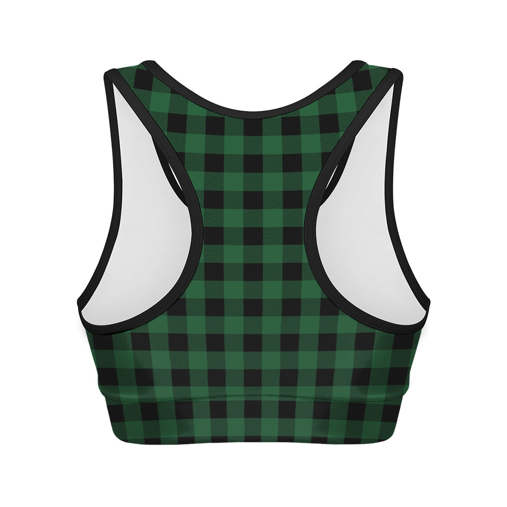 Green And Black Buffalo Check Print Women's Sports Bra