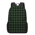 Green And Black Buffalo Plaid Print 17 Inch Backpack