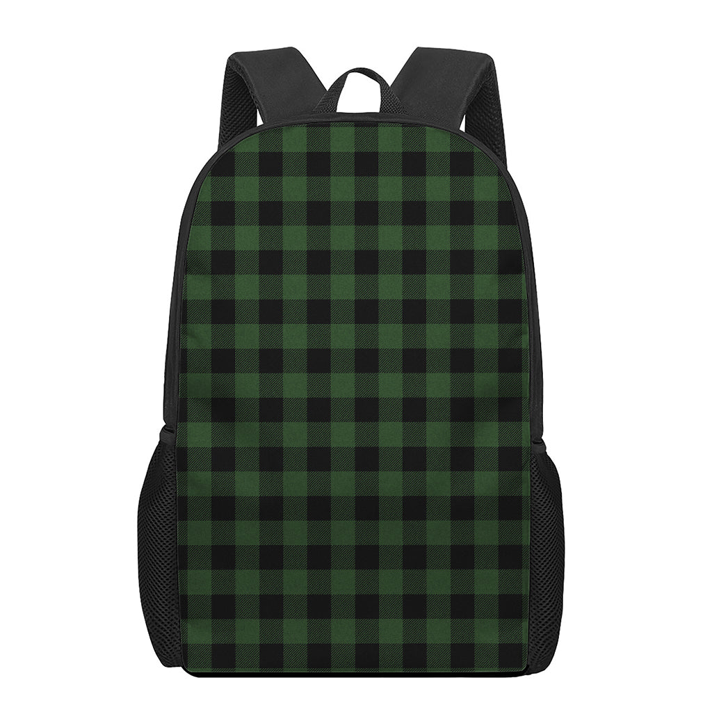 Green And Black Buffalo Plaid Print 17 Inch Backpack