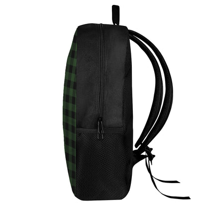 Green And Black Buffalo Plaid Print 17 Inch Backpack
