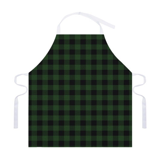 Green And Black Buffalo Plaid Print Adjustable Apron