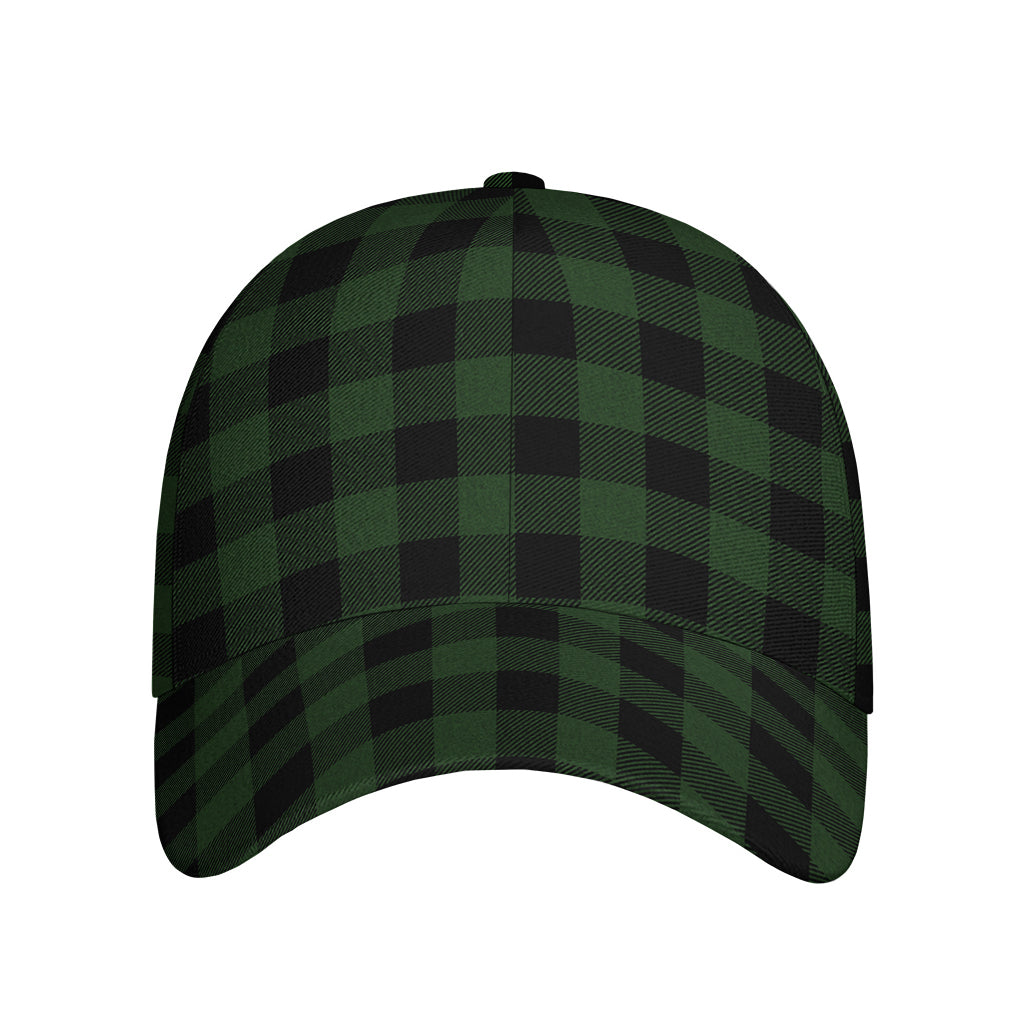 Green And Black Buffalo Plaid Print Baseball Cap