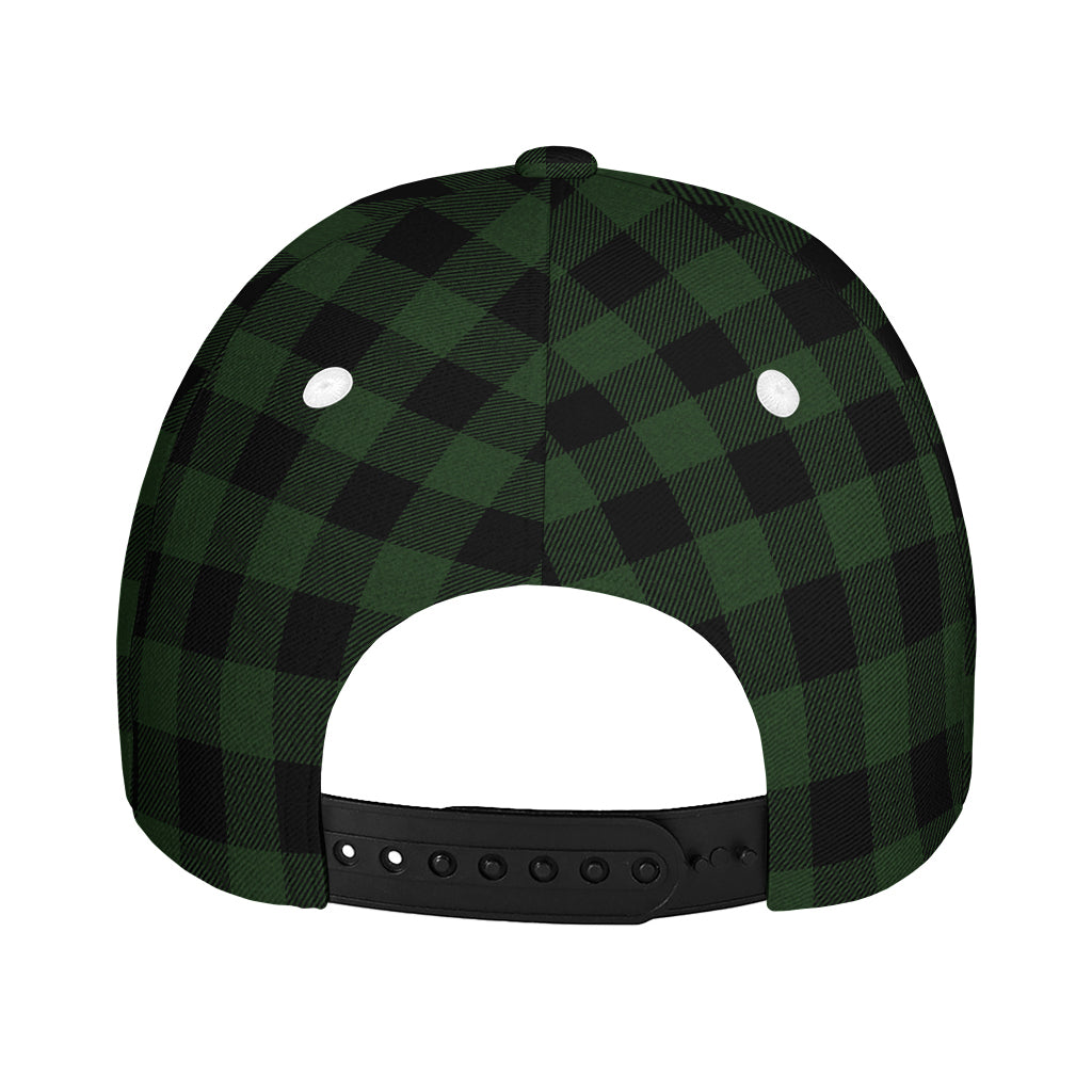 Green And Black Buffalo Plaid Print Baseball Cap