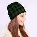 Green And Black Buffalo Plaid Print Beanie