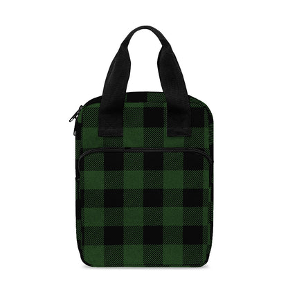 Green And Black Buffalo Plaid Print Bible Tote Bag