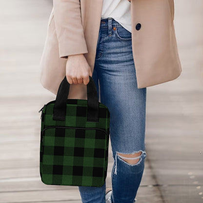 Green And Black Buffalo Plaid Print Bible Tote Bag