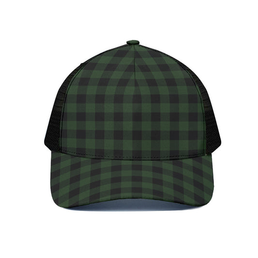 Green And Black Buffalo Plaid Print Black Mesh Trucker Cap