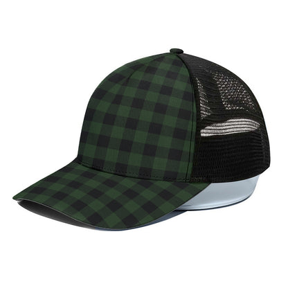 Green And Black Buffalo Plaid Print Black Mesh Trucker Cap
