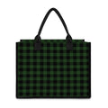 Green And Black Buffalo Plaid Print Canvas Tote Bag