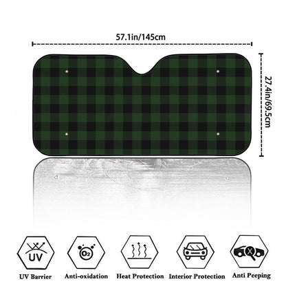Green And Black Buffalo Plaid Print Car Windshield Sun Shade