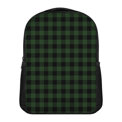 Green And Black Buffalo Plaid Print Casual Backpack