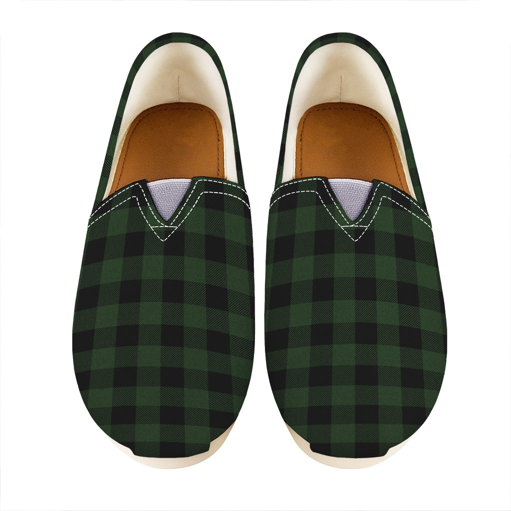 Green And Black Buffalo Plaid Print Casual Shoes