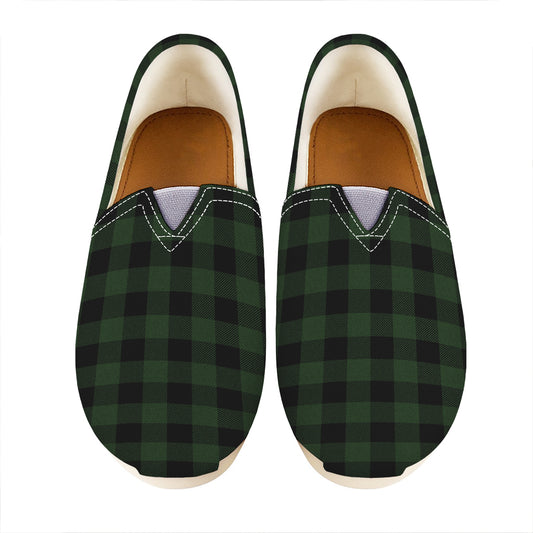 Green And Black Buffalo Plaid Print Casual Shoes