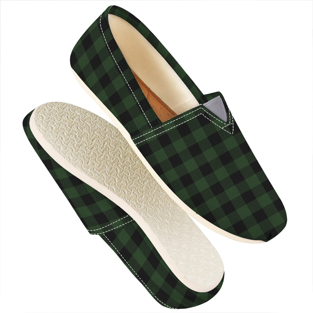 Green And Black Buffalo Plaid Print Casual Shoes