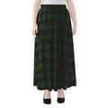 Green And Black Buffalo Plaid Print Chiffon Maxi Skirt