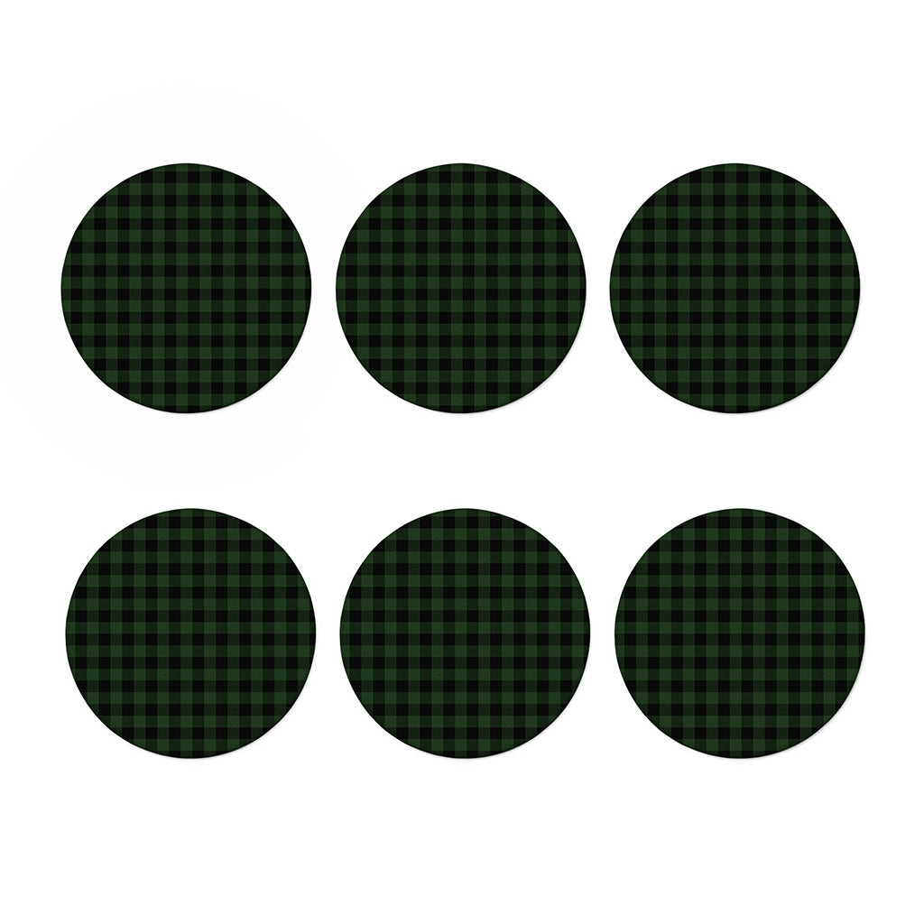 Green And Black Buffalo Plaid Print Coaster Set