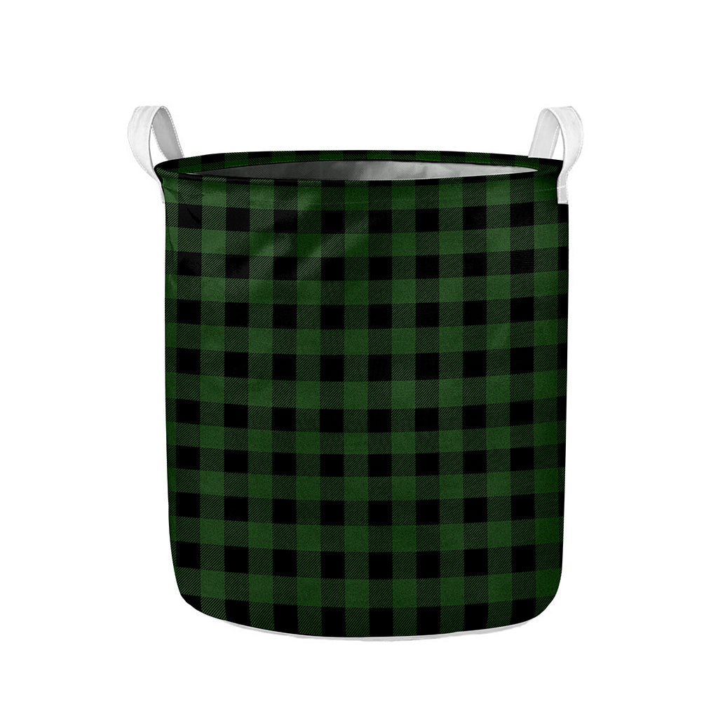 Green And Black Buffalo Plaid Print Collapsible Laundry Basket