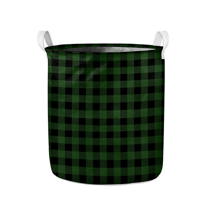Green And Black Buffalo Plaid Print Collapsible Laundry Basket
