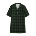 Green And Black Buffalo Plaid Print Cotton Hawaiian Shirt