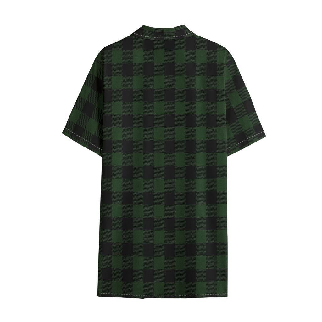 Green And Black Buffalo Plaid Print Cotton Hawaiian Shirt