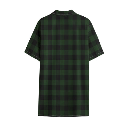 Green And Black Buffalo Plaid Print Cotton Hawaiian Shirt