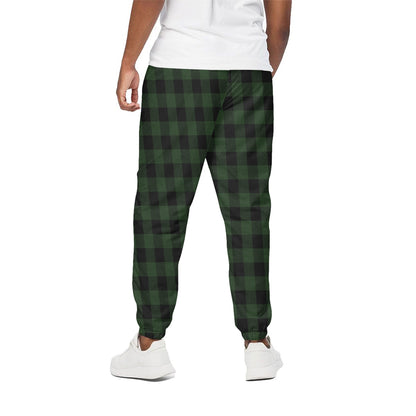 Green And Black Buffalo Plaid Print Cotton Pants