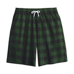 Green And Black Buffalo Plaid Print Cotton Shorts