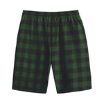 Green And Black Buffalo Plaid Print Cotton Shorts