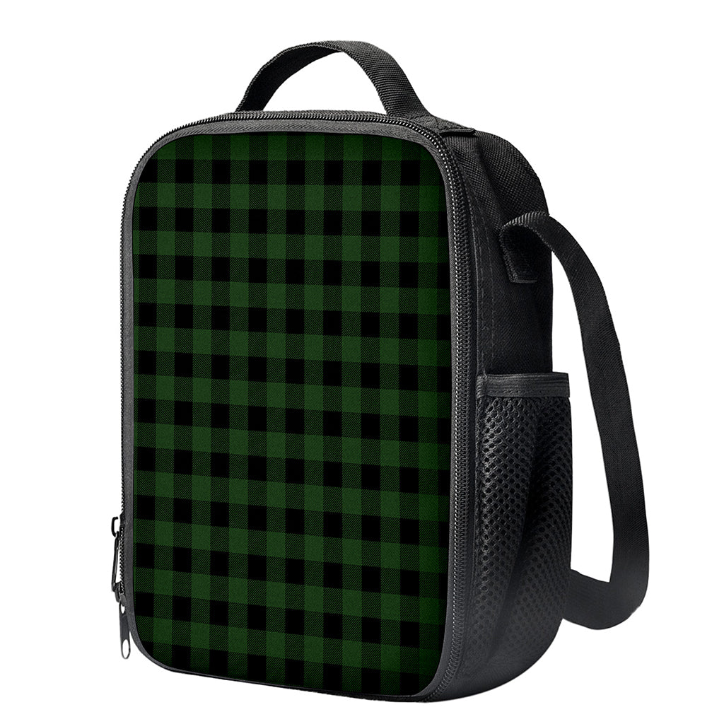 Green And Black Buffalo Plaid Print Crossbody Lunch Bag