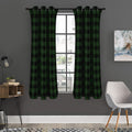 Green And Black Buffalo Plaid Print Grommet Curtain Panels