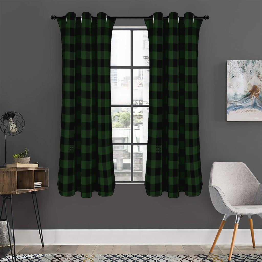 Green And Black Buffalo Plaid Print Curtain