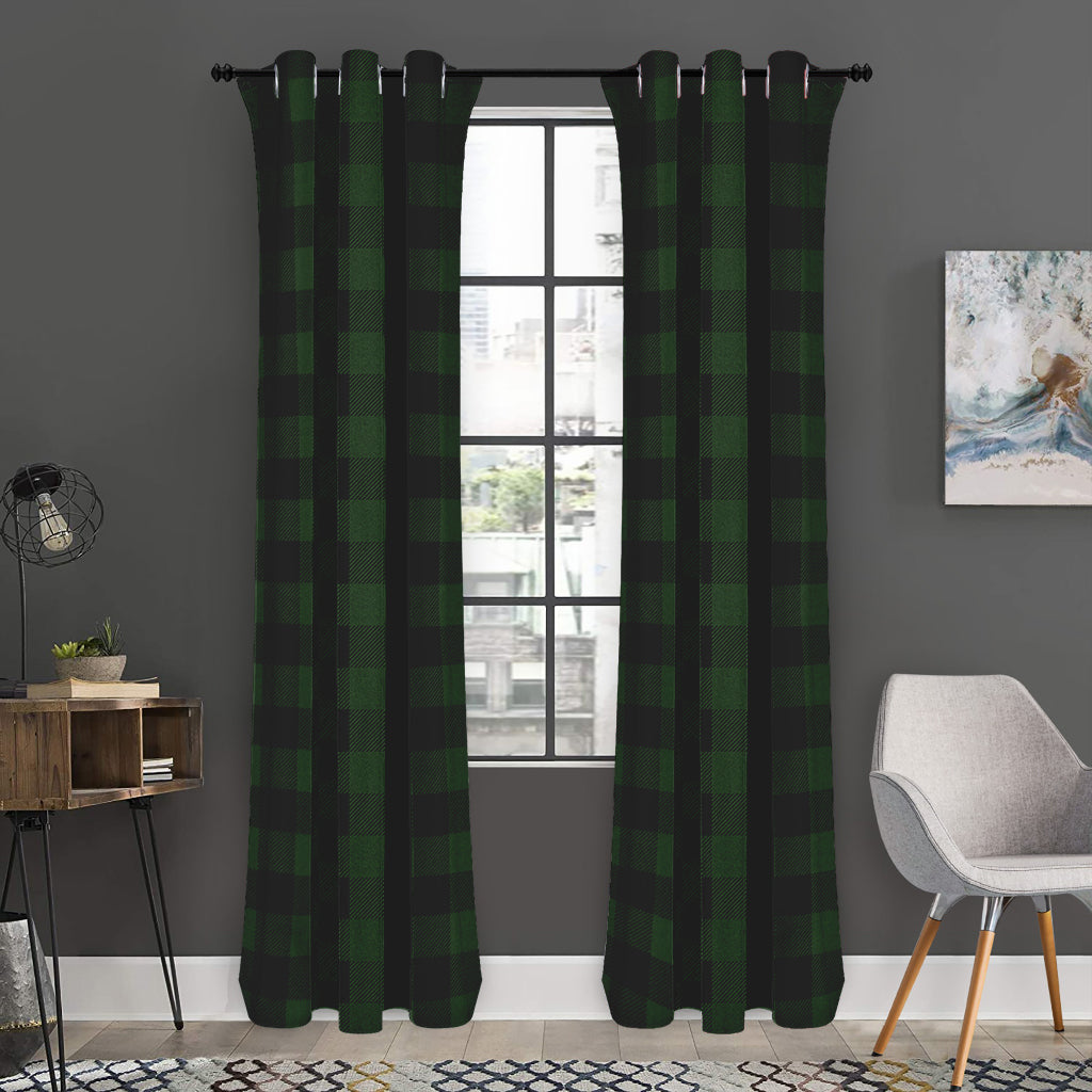 Green And Black Buffalo Plaid Print Curtain