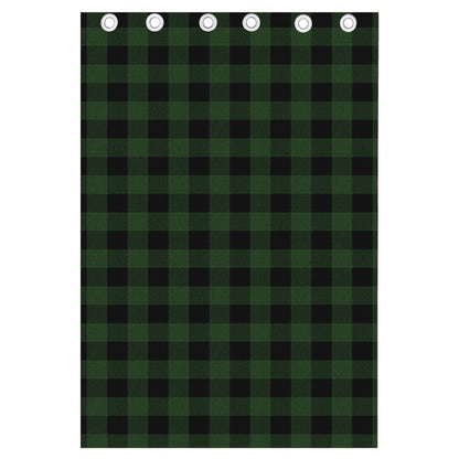 Green And Black Buffalo Plaid Print Curtain