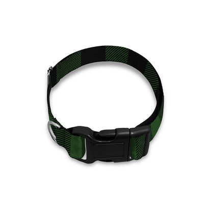 Green And Black Buffalo Plaid Print Dog Collar