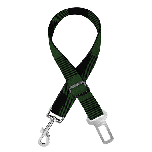 Green And Black Buffalo Plaid Print Dog Seat Belt