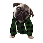 Green And Black Buffalo Plaid Print Dog Zip Up Hoodie