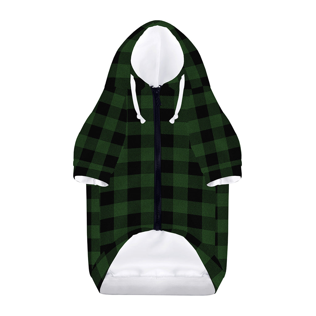 Green And Black Buffalo Plaid Print Dog Zip Up Hoodie