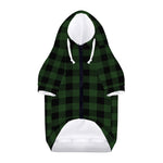 Green And Black Buffalo Plaid Print Dog Zip Up Hoodie