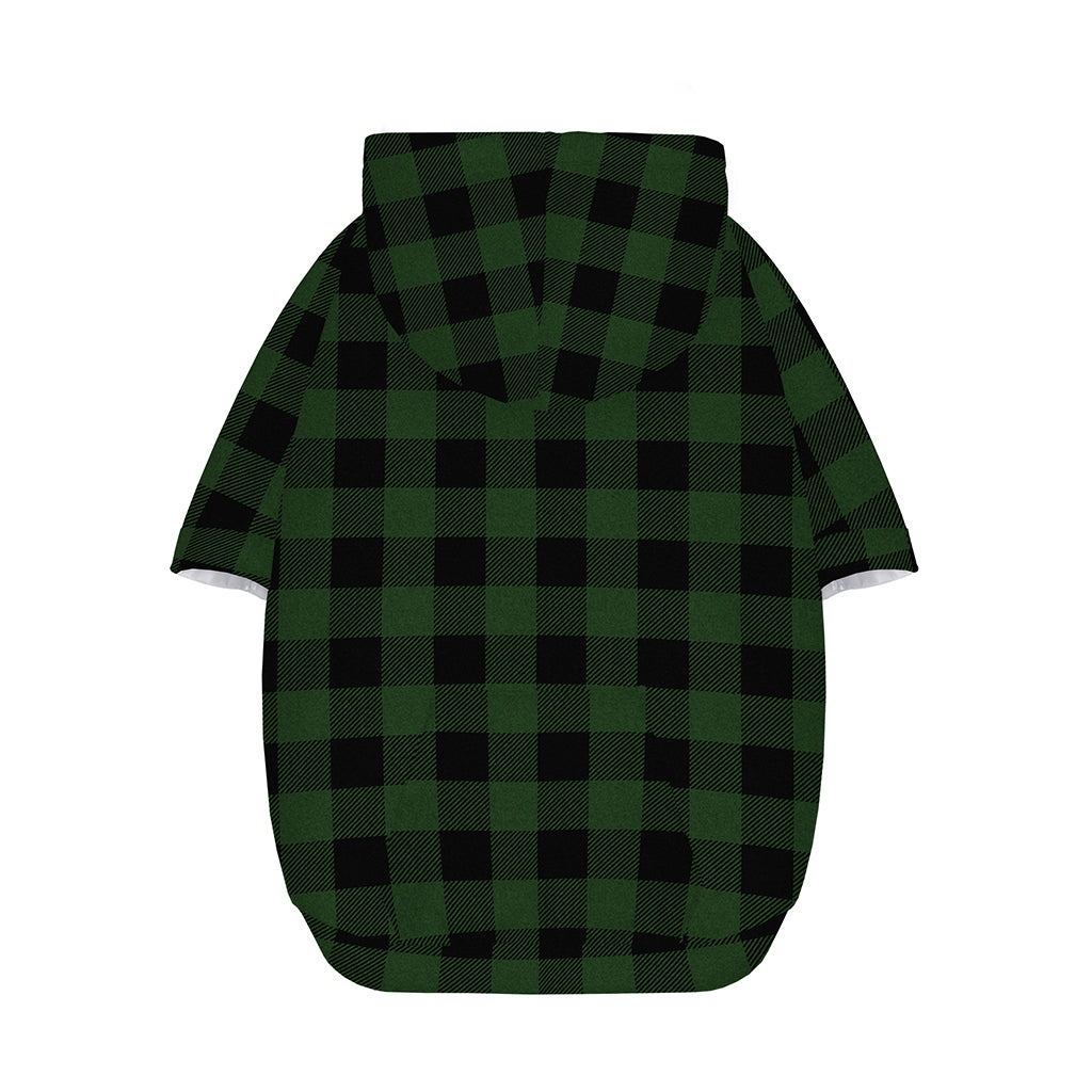 Green And Black Buffalo Plaid Print Dog Zip Up Hoodie