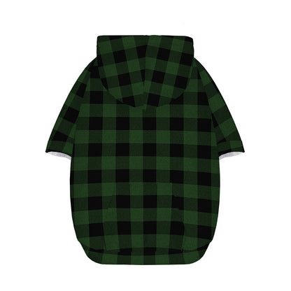 Green And Black Buffalo Plaid Print Dog Zip Up Hoodie