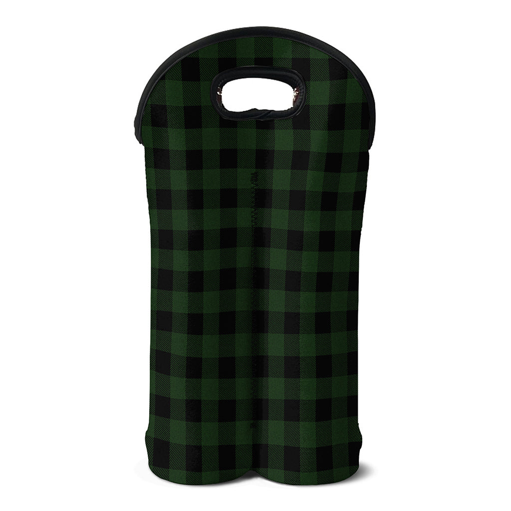 Green And Black Buffalo Plaid Print Double Neoprene Wine Tote