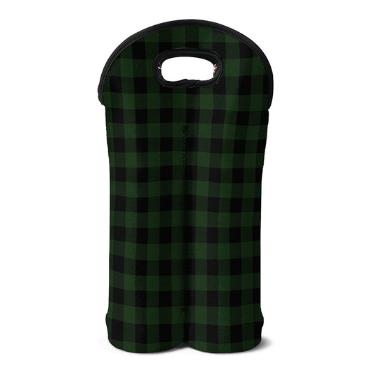 Green And Black Buffalo Plaid Print Double Neoprene Wine Tote