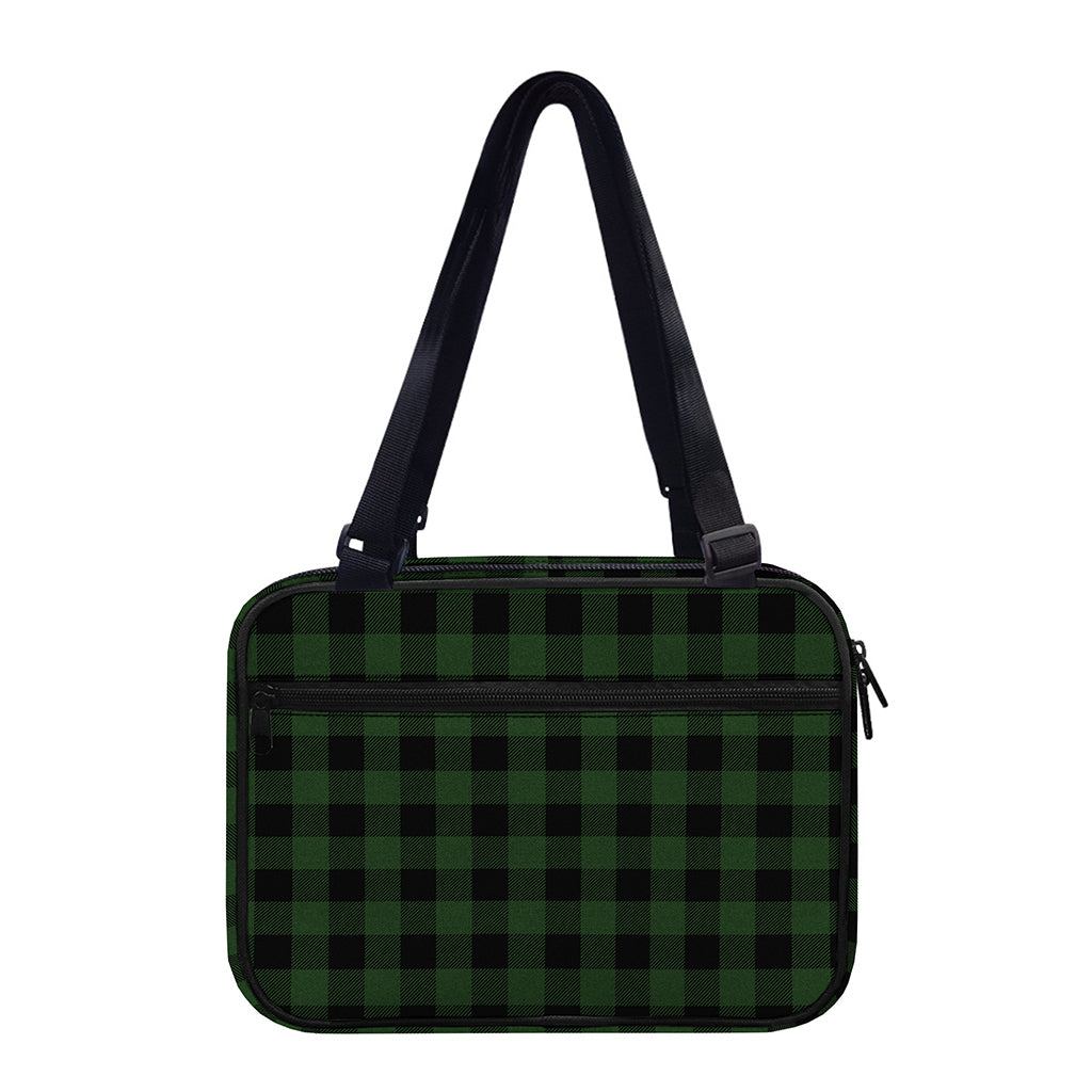 Green And Black Buffalo Plaid Print Double Strap Bible Bag