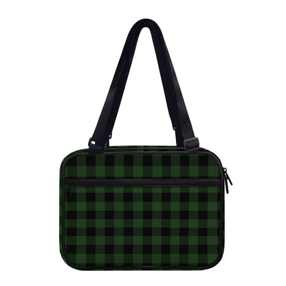 Green And Black Buffalo Plaid Print Double Strap Bible Bag