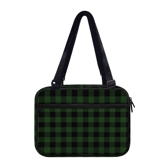 Green And Black Buffalo Plaid Print Double Strap Bible Bag